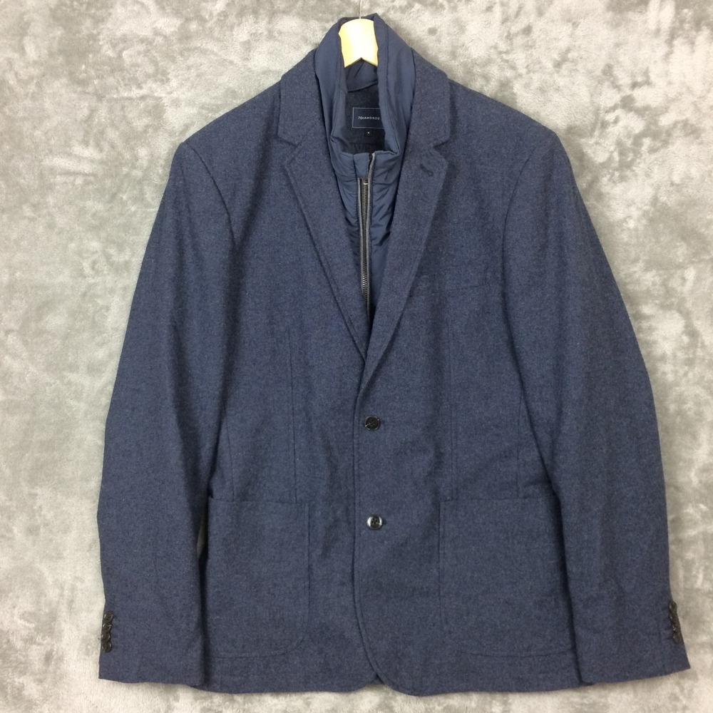 7 Diamonds Blazer Medium Transit Casual Navy Blue Nordstrom Zip Liner Wool Blend